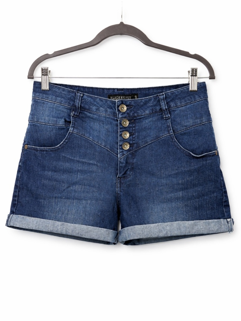 Blackheart Y2K Low Rise Button Fly Denim Shorts Junior 9 Festival 3" Inseam